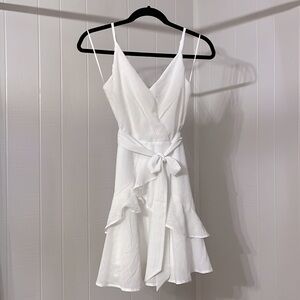 white ruffled dress , size small